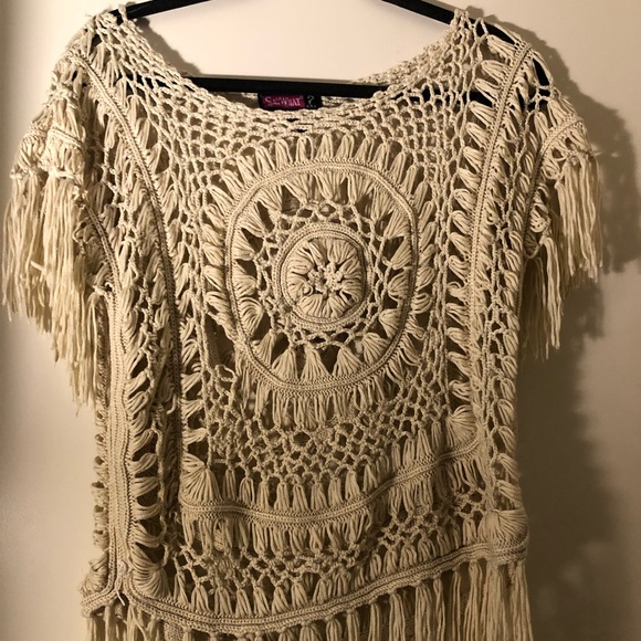 Beige knit short sleeved pullover - Picture 3 of 5